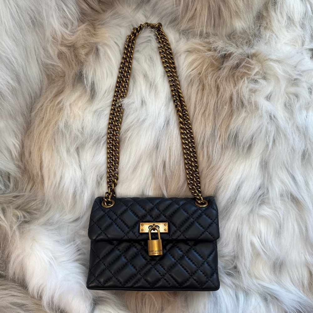 Kurt Geiger Black Quilted Chain Shoulder Bag